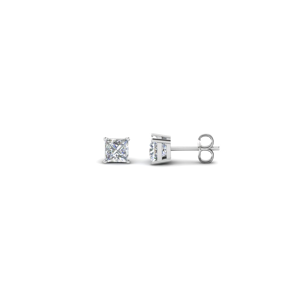 4 Carat Diamond Princess Cut Basket Stud Earring In 18K Rose Gold ...