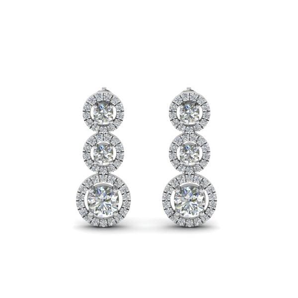 Classic Milgrain Diamond Stud Halo Earring For Women In 14K Rose Gold ...
