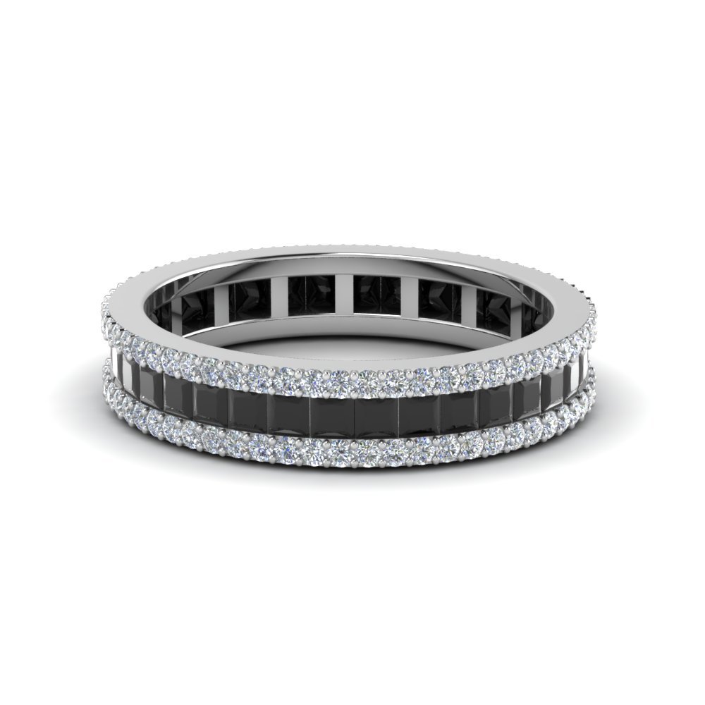 3 Row Eternity Ring With Black Diamond In 14K Rose Gold | Fascinating