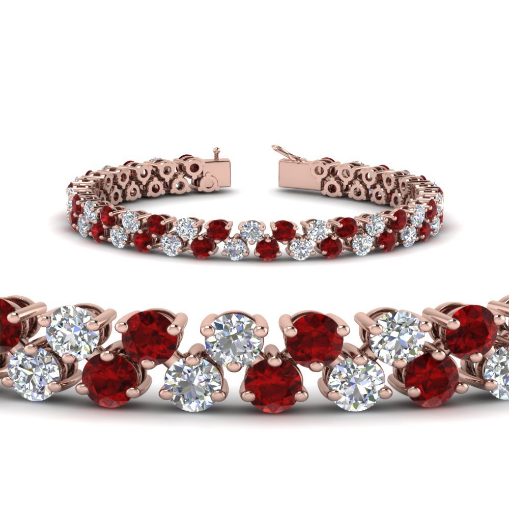 5 30 Carat Diamond Tennis Bracelet Women With Ruby In 18k Rose Gold Ruby Diamond Tennis Bracelet