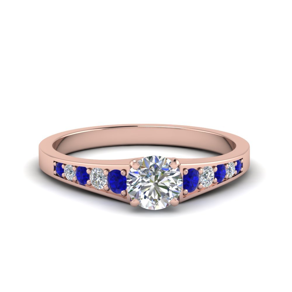 .75 Ct. Round Cut Pave Set Diamond Engagement Ring With Orange Sapphire ...
