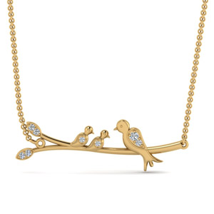 Diamond Branch Bird Necklace