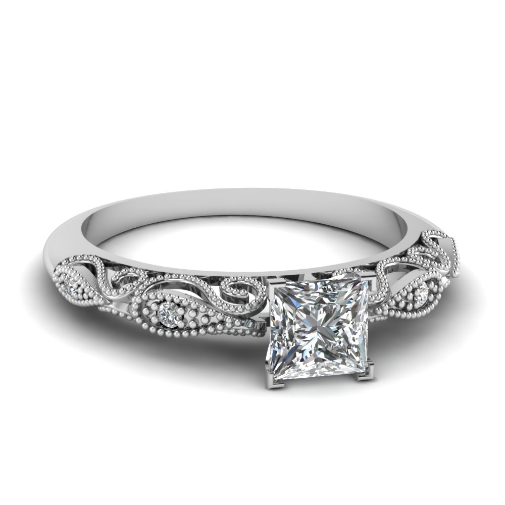 Half Carat Princess Cut Engagement Rings Fascinating Diamonds 0 50 Carat Princess Diamond Filigree Ring