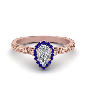 Pear Shaped Engagement Ring With Sapphire