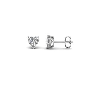Heart Shaped Half Carat Diamond Earrings In 14k White Gold Half Carat Heart Stud Earring 14k White Gold