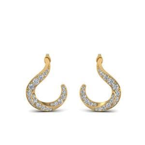 Hook Diamond Stud Earring In 14K Yellow Gold