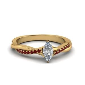 Round Cut Infinity Twist Diamond Engagement Ring In 18K White Gold   Fd Marquise Cut Infinity Twist Diamond Engagement Ring With Ruby In 18K Yellow Gold FD8253MQRGRUDR NL YG 