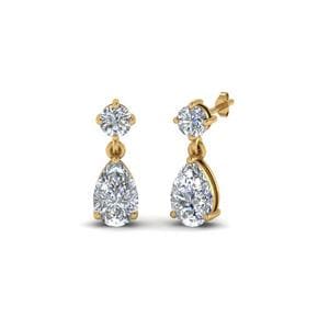 Pear Drop Diamond Earring In 14K Yellow Gold