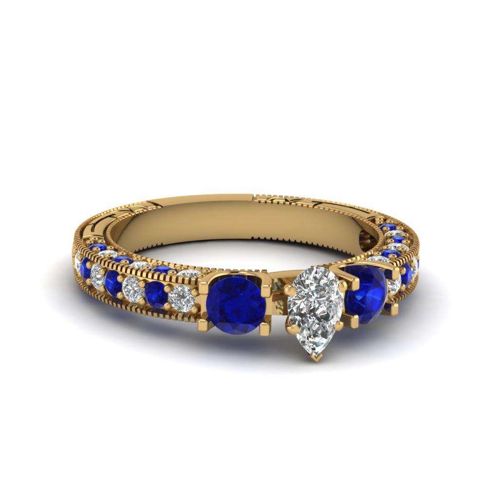 Antique 3 stone Gemstone Engagement Ring