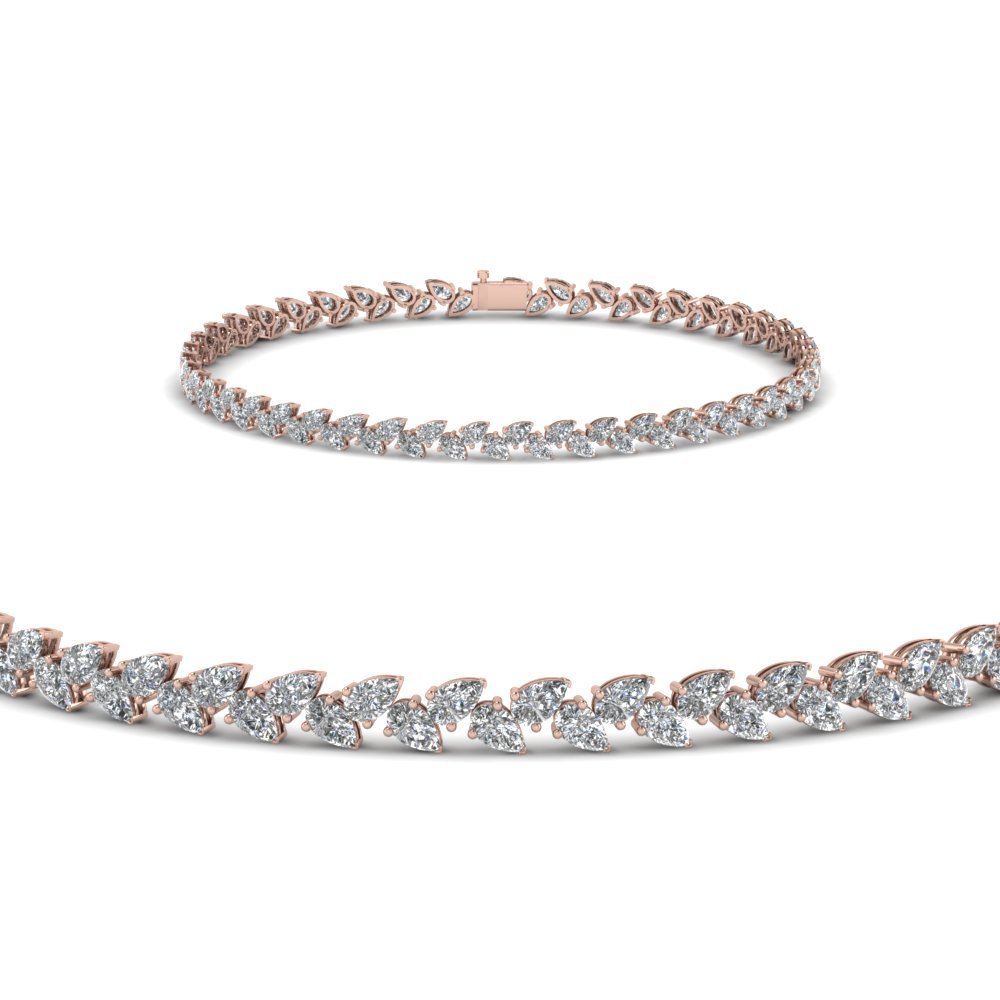 Pear Shaped Petal Style Diamond Bracelet In 14K Rose Gold | Fascinating ...