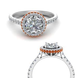 Halo Orange Sapphire Ring