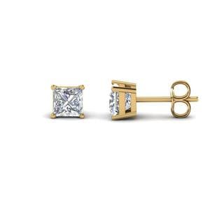 2 carat diamond earrings yellow gold