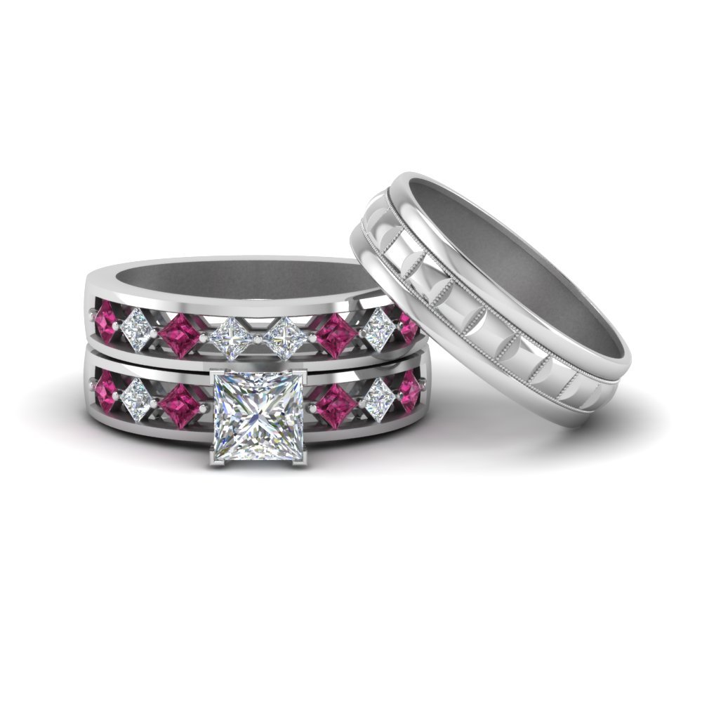 diamond wedding trio sets