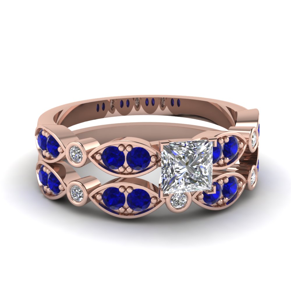 Art Deco Round Diamond Wedding Ring Set In 14K White Gold | Fascinating ...