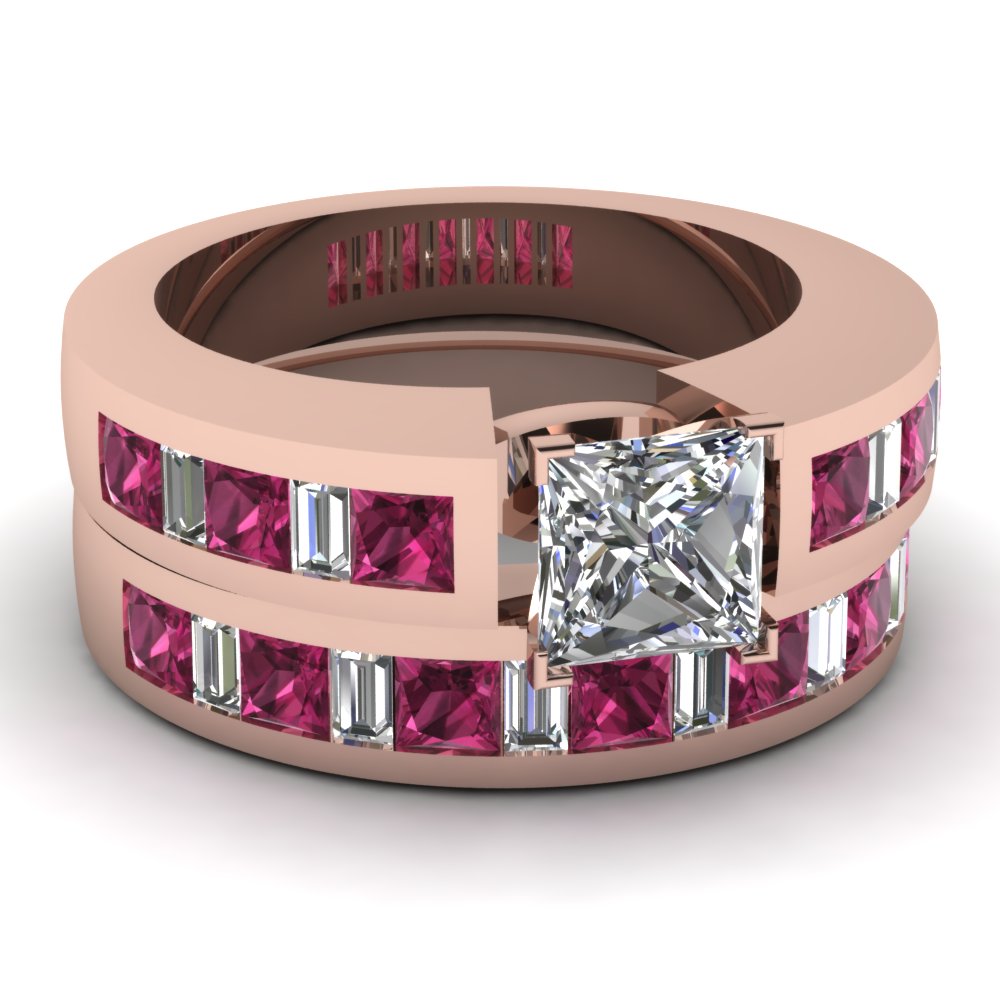 2.5 carat Diamond and Sapphire Bridal Ring Sets