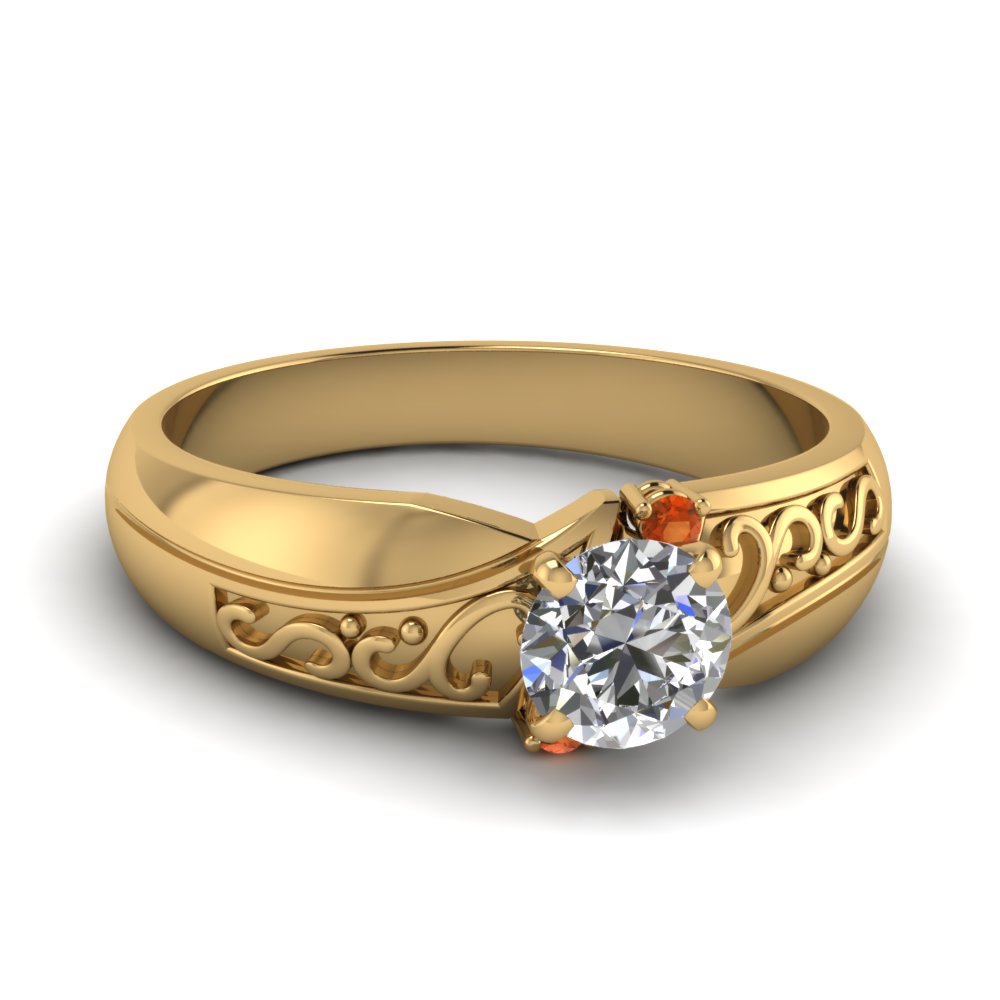 Unique 3 Stone Gold Engagement Ring