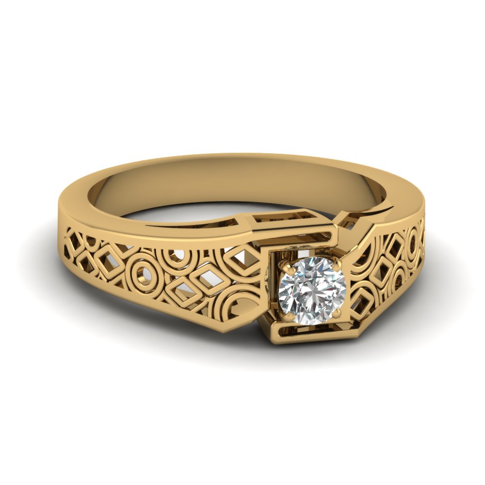 Round Vintage Gold Engagement Ring