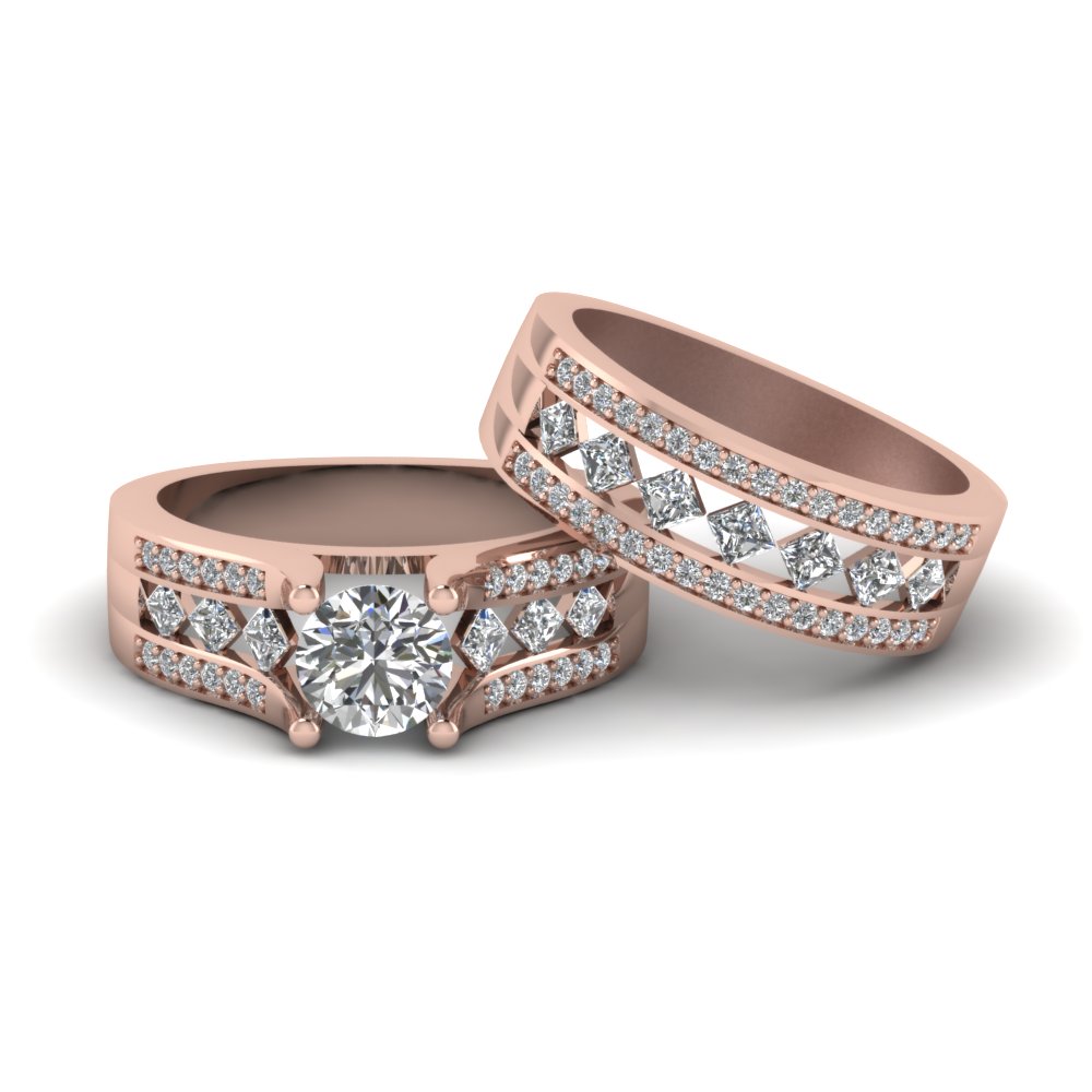 Pave And Kite Set Diamond Bridal Set