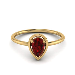 Ruby Delicate Pear Solitaire Ring