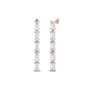 Straight Baguette Diamond Drop Earring In 14k Rose Gold Baguette Diamond Drop Earring