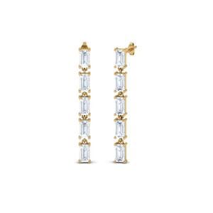 yellow gold baguette diamond earrings