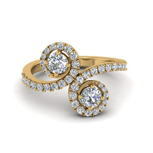 Swirl Unique 2 Stone Engagement Ring