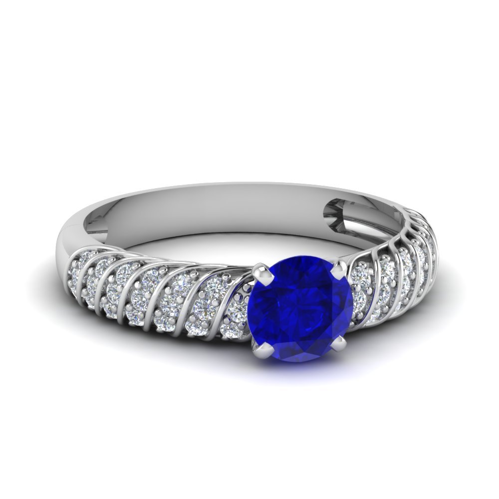 Twist Sapphire Gemstone Engagement Ring