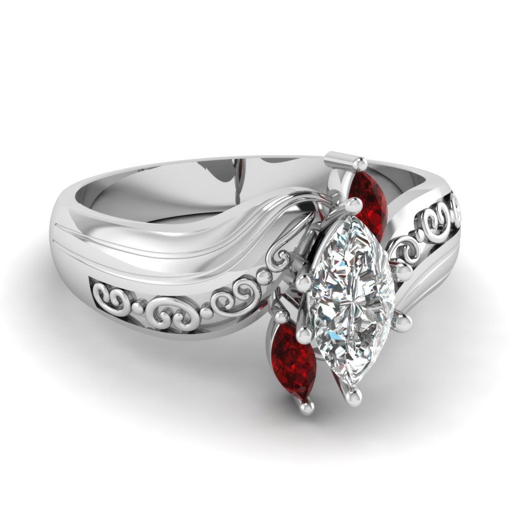 Unique Marquise Platinum Engagement Rings