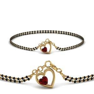Heart Drop Ruby Mangalsutra Bracelet